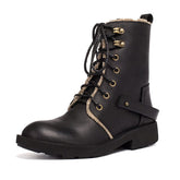 Crazy Horse Kampfstiefel Designer Retro Chunky Reitstiefel Dunkelkaffee/Schwarz